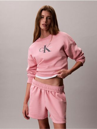 Calvin Klein Jeans Calvin Klein Womens Monologo Fleece Relaxed Sweatshirt - Pink - XL