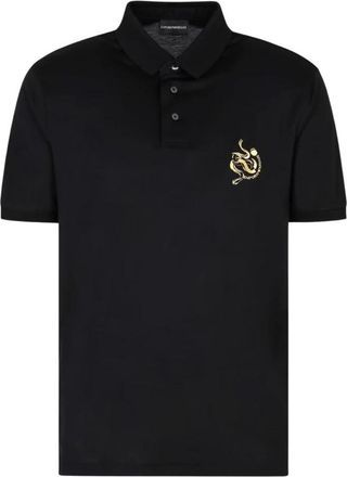 Emporio Armani Polo Shirts, male, Black, Size: 3XL Black Polo Shirt Wisdom Prosperity