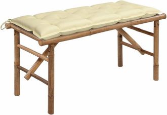 vidaXL Vidaxl - Banco de jardín plegable con cojín bambú 118 cm