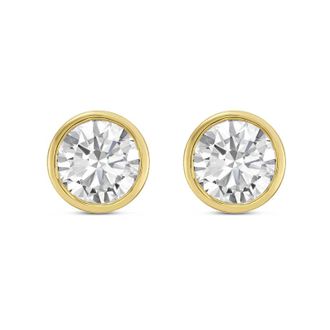 Diana M. Jewels 14KT YELLOW GOLD LAB GROWN ROUND STUDS IN A BEZEL SETTING WEIGHING 10.00 CTS TW