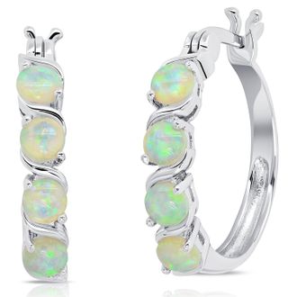 MAX + STONE Sterling Silver Round Gemstone Statement Hoop Earrings