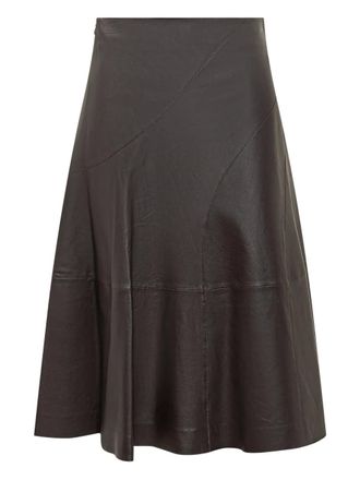 BOSS Sevani panelled leather midi skirt - Brown