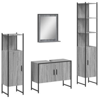 Berkfield Home 4 Piece Bathroom Cabinet Set Grey Sonoma Engineered Wood