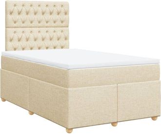vidaXL Cama Box Spring Con Colch&oacute;n Tela Color Crema 120x190 Cm Vidaxl