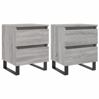 vidaXL Mesita De Noche 2 Uds Madera Ingenier&iacute;a Gris Sonoma 40x35x50 Cm Vidaxl