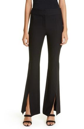 Derek Lam Maeve Slit Hem Stretch Cotton Flare Trousers in Black at Nordstrom Rack, Size 20 (Similar To 20W)