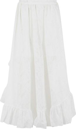 Zimmermann Daylight Long Skirt In White Cotton Blend