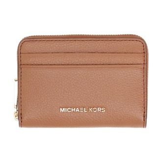 Michael Kors Accessoires, Dames, Bruin, ONE Size, Leer, Jet Set Small Pebbled Leather Zip-Around Card Case
