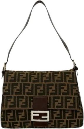 Fendi Pre-owned Shoulder Bags, female, Brown, Size: ONE SIZE Pre-owned Canvas Shoulder Bag
