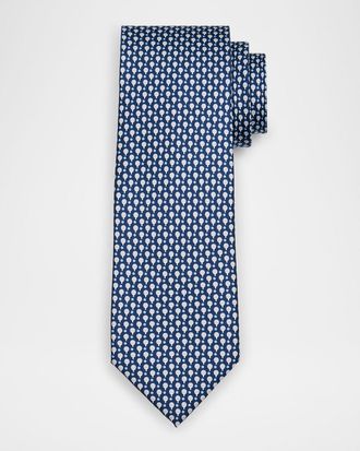 Ferragamo Men & apos;s Ping Pong Paddle Printed Silk Tie