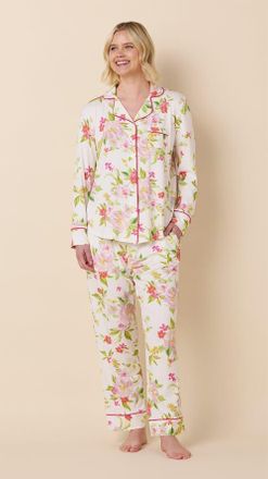 The Cats Pajamas Pima Knit Long-Sleeved Pajama in Florentina at Nordstrom, Size X-Small