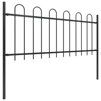 Berkfield Home Garden Fence with Hoop Top Steel 5.1x0.8 m Black