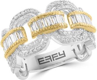 Effy 14K Two-Tone Gold Diamond Link Ring in 14K Gold at Nordstrom, Size 7