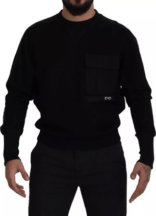 Dolce & Gabbana Black Cotton Crewneck Sweatshirt Mens Sweater