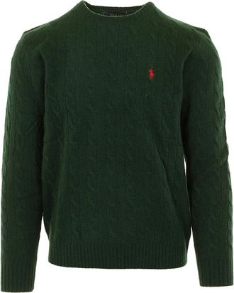 Polo Ralph Lauren Truien & Vesten, Heren, Groen, XL, Logo Cable Gebreide Truien