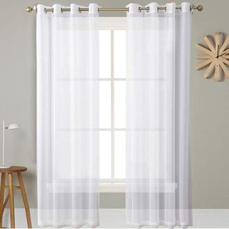 OEM Rideau Voilage - 134 X 210 Cm - OEillets 4 Cm - Pour Fen&ecirc;tre Salon Chambre Cuisine - Blanc - Unit&eacute;