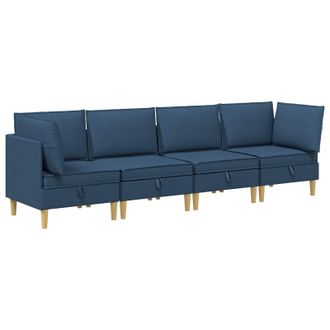 vidaXL Juego De Sof&aacute; Modular Con Almacenamiento 4 Pcs Azul Tela Vidaxl
