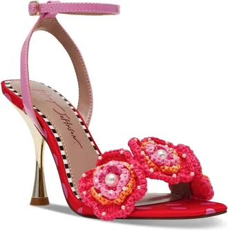 Blue by Betsey Johnson Womens Blue by Betsey Johnson Ainsley AINS01S5 Sandal Red Spool Heel HAWK1572