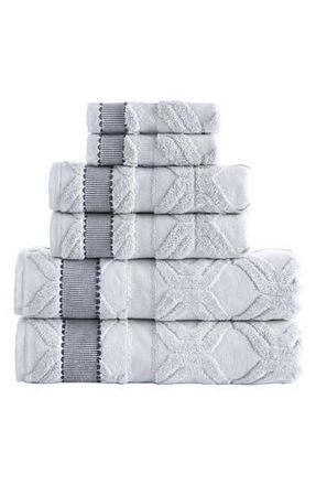 Brooks Brothers 6-Piece Large Square Cotton Towel Set in Silver at Nordstrom Rack