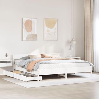 Berkfield Home Bed Frame without Mattress White 180x200 cm Super King Solid Wood Pine