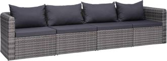 vidaXL Vidaxl - Set De Sof&aacute;s De Jard&iacute;n 4 Piezas Y Cojines Rat&aacute;n Sint&eacute;tico Gris