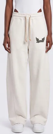 Barrow Pantaloni jogging in cotone a gamba larga con vita alta e coulisse