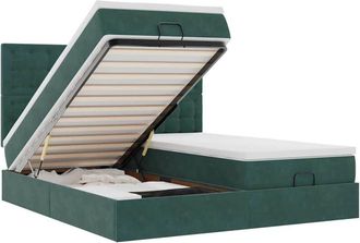 vidaXL Vidaxl - Estructura De Cama Otomana Colchones Terciopelo Verde Oscuro