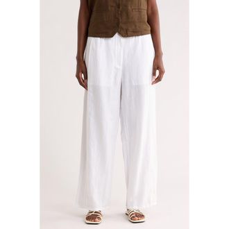 Eileen Fisher Wide Leg Organic Linen Ankle Pants in White at Nordstrom Rack, Size Xx-Small