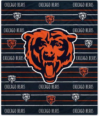 Pegasus Sports Chicago Bears Nfl Team Center Stripe Logo Fleece Throw