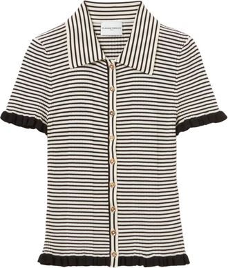 Claudie Pierlot Polo a righe con bottoni - Nero