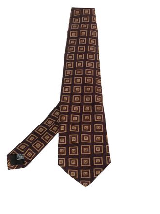 BOSS pre-owned geometric-patterned tie - Red