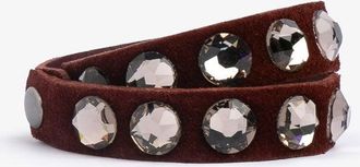 Pedro Garcia Crystal bracelet in burgundy suede | Spring Summer 26 | PEDRO GARCIA