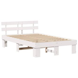 Berkfield Home Bed Frame with Headboard White 120x190 cm Solid Wood Pine