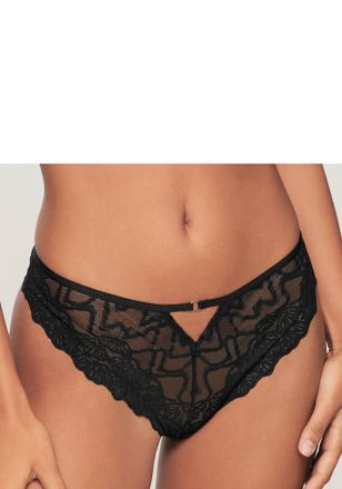 Lascana String LASCANA Romea, Damen, Gr. 48/50, blau (schwarz), Spitze, Obermaterial: 90% Polyamid, 10% Elasthan, Unterhosen String, mit sexy Cut-Outs und fei