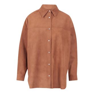 Salvatore Santoro Overhemden, Dames, Beige, S, Su&egrave;de, Su&egrave;de jasje met franjes