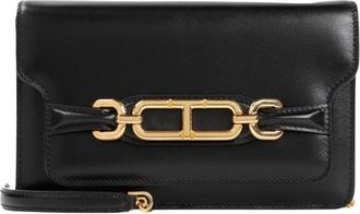 Tom Ford Tassen, Dames, Zwart, ONE Size, Leer, Metalen Detail Crossbody Schoudertas