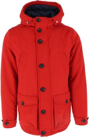 North Sails Rode Hoodie Jas Rits Knopen Herfst/Winter - Heren - Winterjassen - Rood - M - Polyester - Jassen