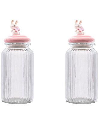 10 Strawberry Street Set Of 2 Figural Knob Glass Canisters