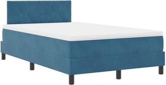 vidaXL Box Spring Bed with Mattress Dark Blue 120 x 200 cm Velvet vidaXL