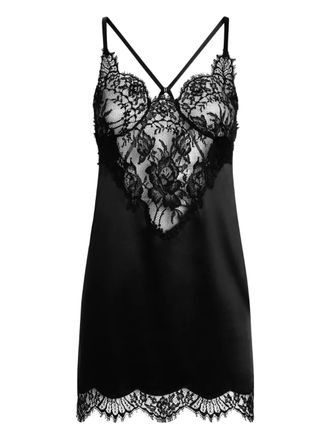 Dolce & Gabbana Satijnen hemd met geborduurd kant - N0000 BLACK