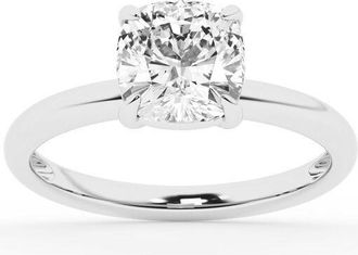 Grown Brilliance Lab Grown Diamond Engagement Ring in 10K White Gold, 2 Carat Cushion Cut Solitaire, Ring Size 6