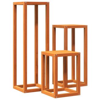 Berkfield Home Plant Stands 3 pcs Wax Brown Solid Wood Pine