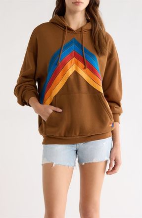 Aviator Nation Mountain Stitch Chevron Hoodie in Cinnamon at Nordstrom, Size Large