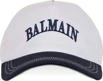 Balmain Cappello in cotone con ricamo - Bianco