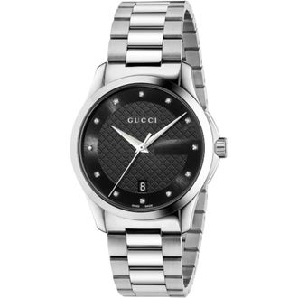 Gucci G-Timeless YA126456 Unisex Watch with Diamond Dial - Silver Stainless Steel - One Size