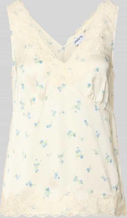 Jake*s Casual Blusentop aus Viskose mit Spitzenbesatz in Offwhite, Gr&ouml;&szlig;e 34
