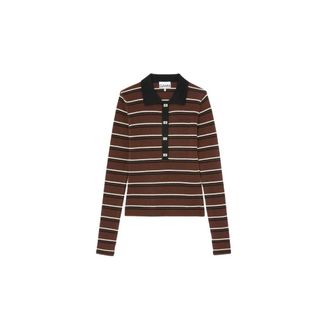 Ganni Tops, Dames, Bruin, S, Katoen, Shirt in Striped Cotton