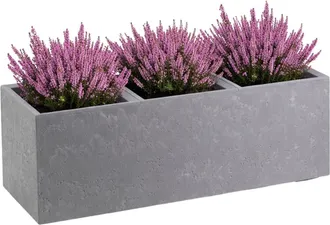 OEM Maceta Betonique Con Ruedas, Hormig&oacute;n Gris, 90x30xh30 Cm