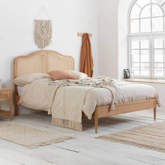 Birlea Rattan Wooden Bed Frame Leonie Bedstead in Brown | Size: Super King