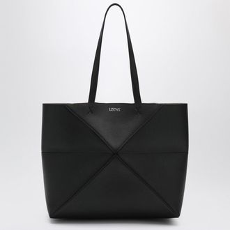 Loewe Medium Puzzle Fold Tote bag in black grenade leather
